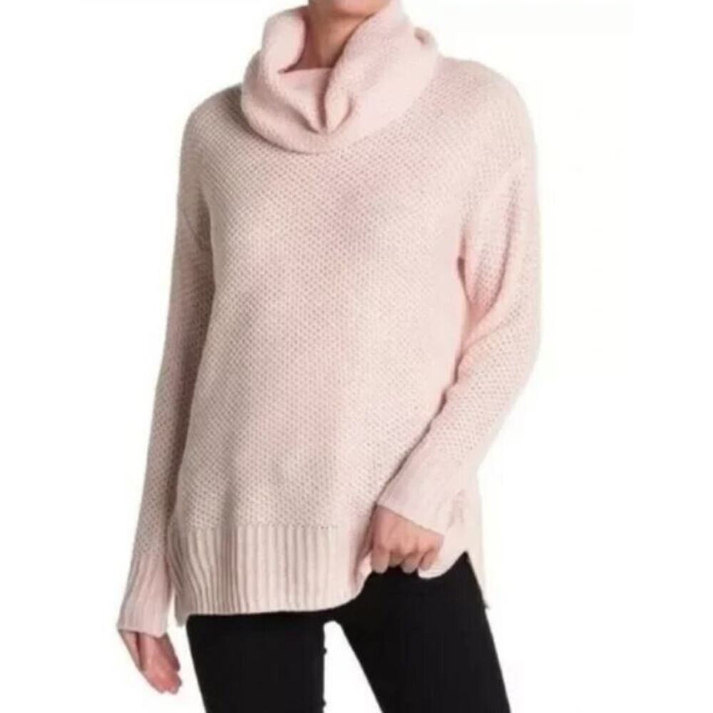 Sanctuary Women's Seed Stitch Cowl Neck Tunic Sweater in Blush Pink XL MSRP $89